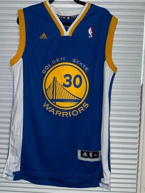 adidas Golden State Warriors Blue and Yellow #30 Jersey